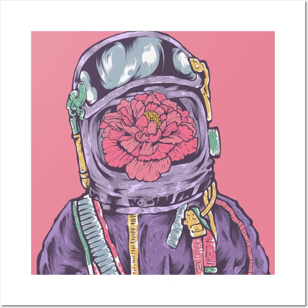 Aesthetic Colorful Astronaut Wall Art by haloakuadit